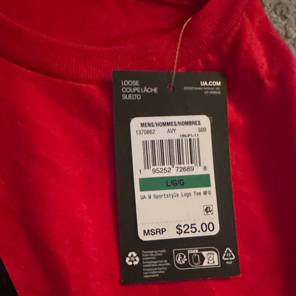 Under Armour Men's Bold Red Tee with Black Logo - Picture 2 of 4